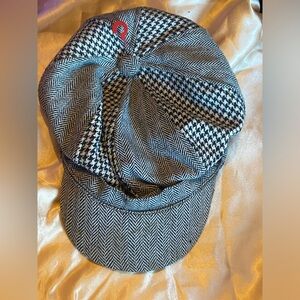 Black & White Herringbone & Houndstooth Hat ~ One Size